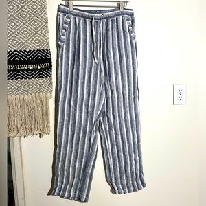 Artisan blue linen striped pants